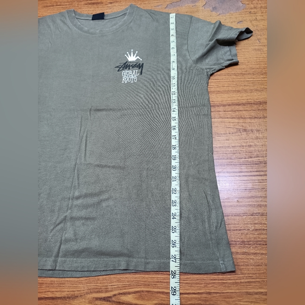 Stussy  Global Roots 50/50 Short Sleeve Tee Dusty Khaki - Picture 13 of 13